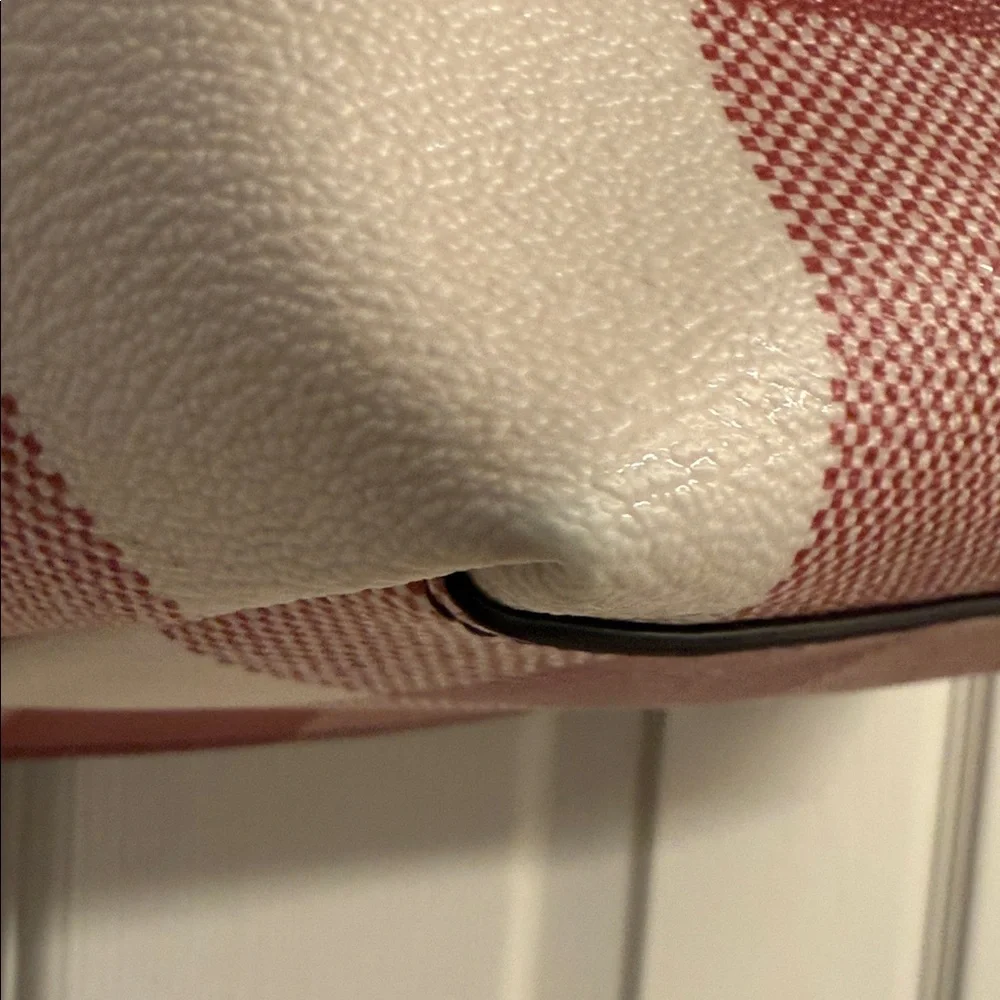 Coach Red and Cream Plaid Tote - Picture 7 of 15